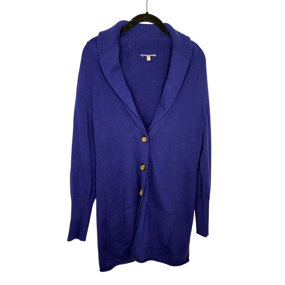 Eileen Fisher Cashmere Cotton Blend Cardigan Size Medium Royal Blue Sweater
